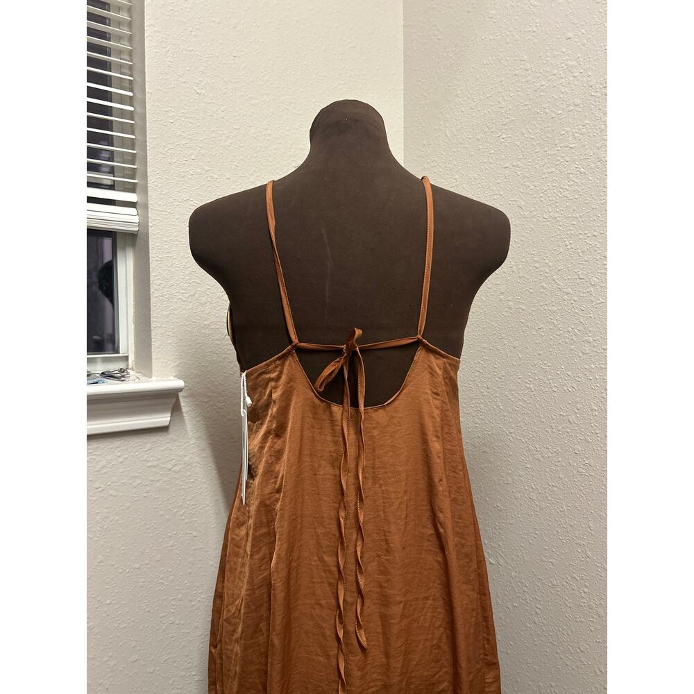 NWT Cupshe Caramel Brown Halter Dress Size M Summer Beach Vacation - Picture 4 of 9